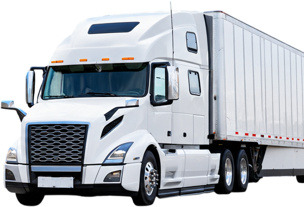 Tractor and trailer, three-quarter view