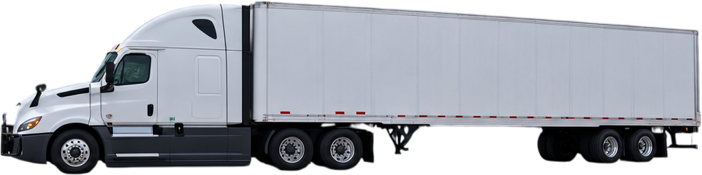 Tractor and dry van trailer, side view